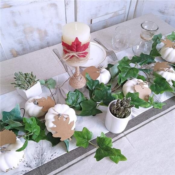 12 PCS Assorted Sizes Rustic Harvest White Artificial Pumpkins for Halloween - Picture 5 of 8